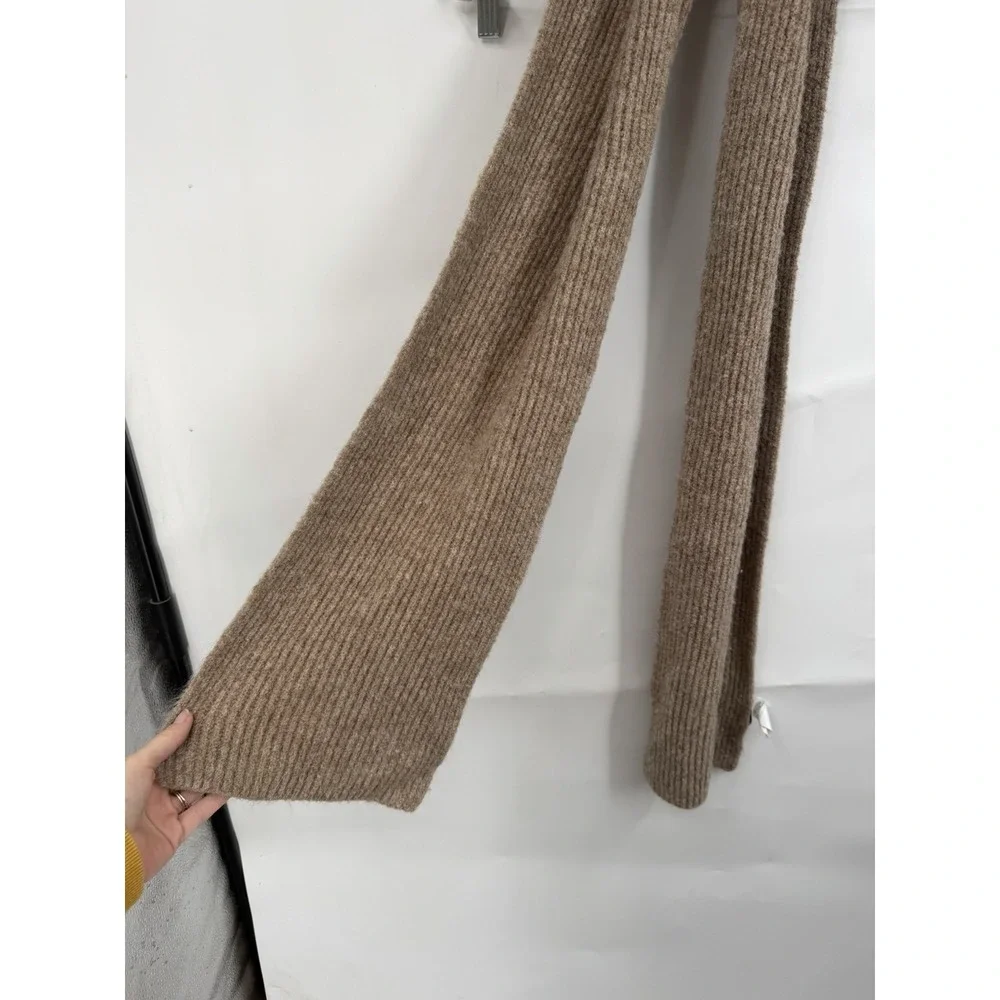 J. Crew Factory Tan Camel Ribbed Knit Scarf Soft Acrylic Winter Unisex Academia